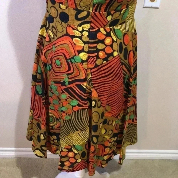 Ashro Cotton Multi Colored Fit and Flare Empire Waist Midi Dress-Size 6 - Picture 8 of 11